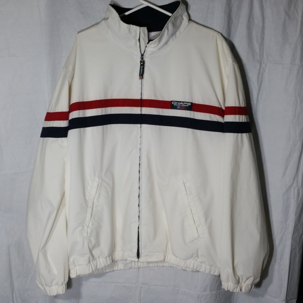 Chaps Ralph Lauren White Blue Red Stripes Jacket